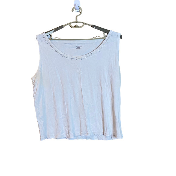 St. John's Bay Tops - St John's Bay White Rhinestone Tank Top - Size 3X